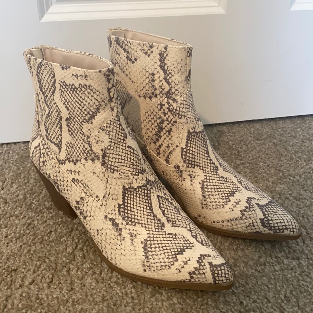Forever 21 snakeskin boots, 8, worn once